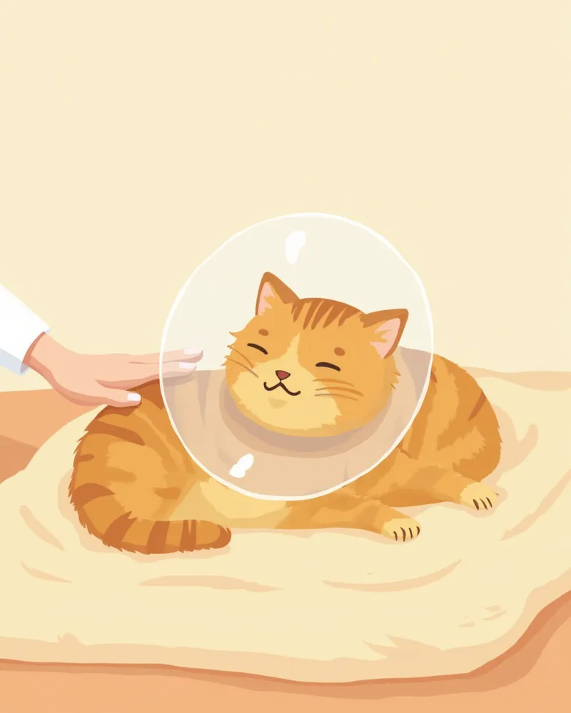 넥카라를 착용하고 쉬고 있는 고양이 일러스트