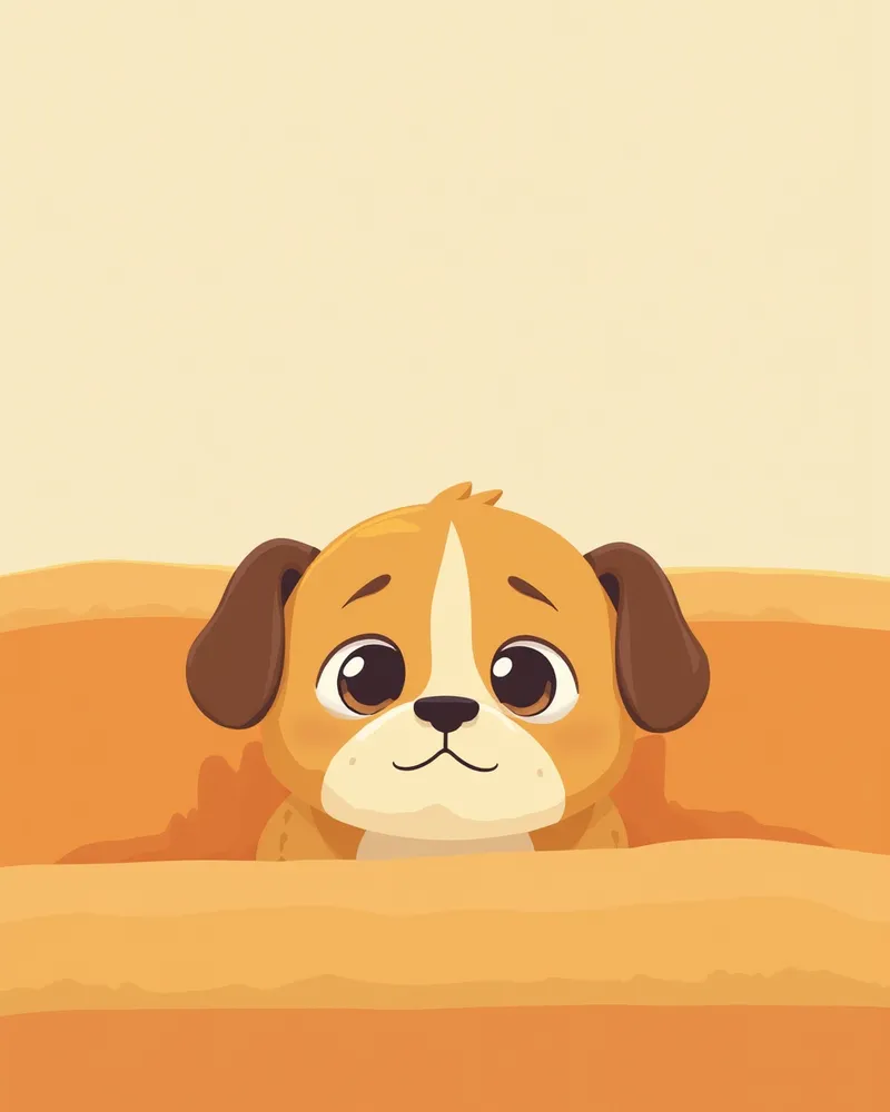 가구 뒤에 숨어 있는 긴장한 강아지