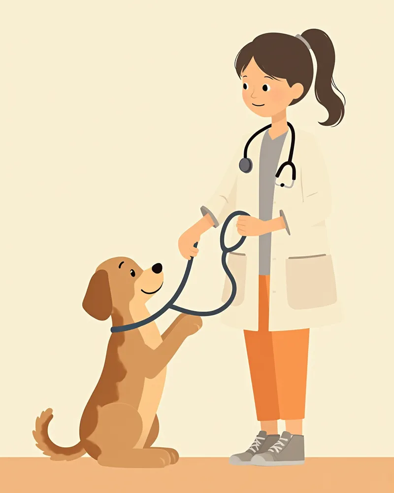 반려견을 정기 검진하는 수의사