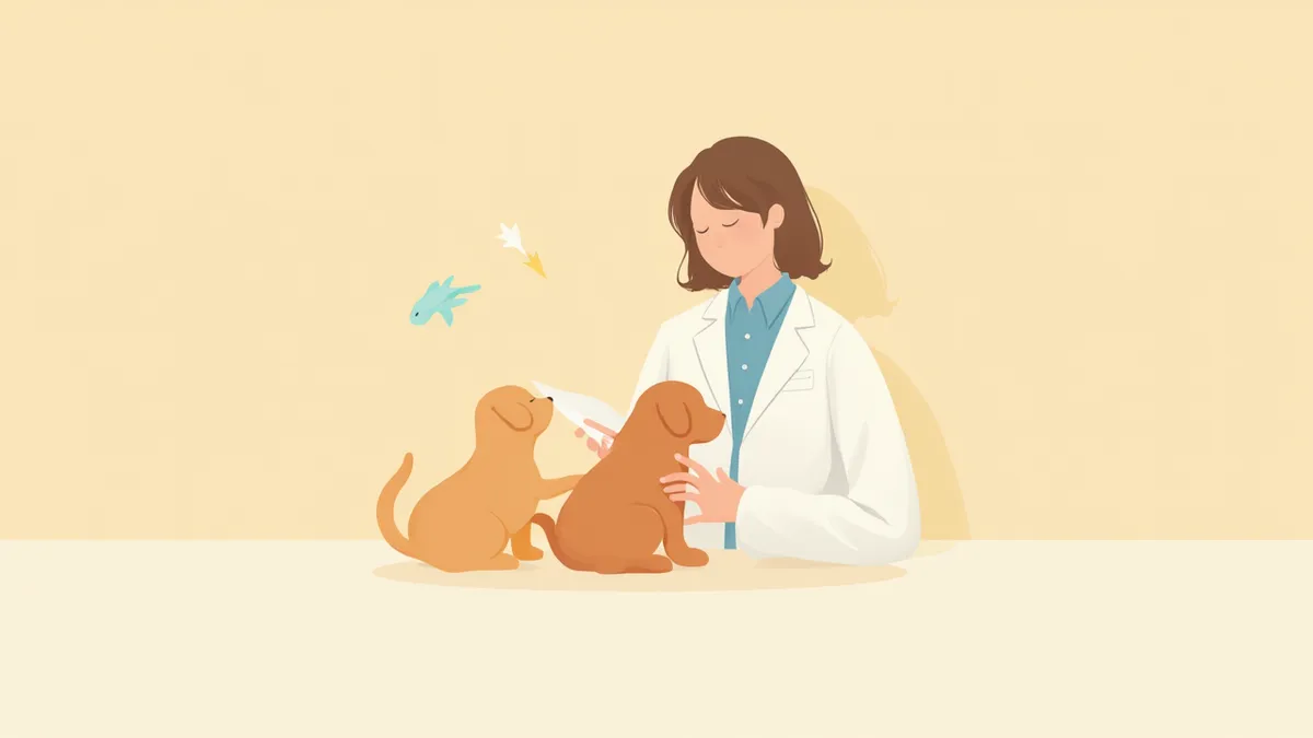 신생 강아지와 고양이의 활력을 확인하는 수의사의 손