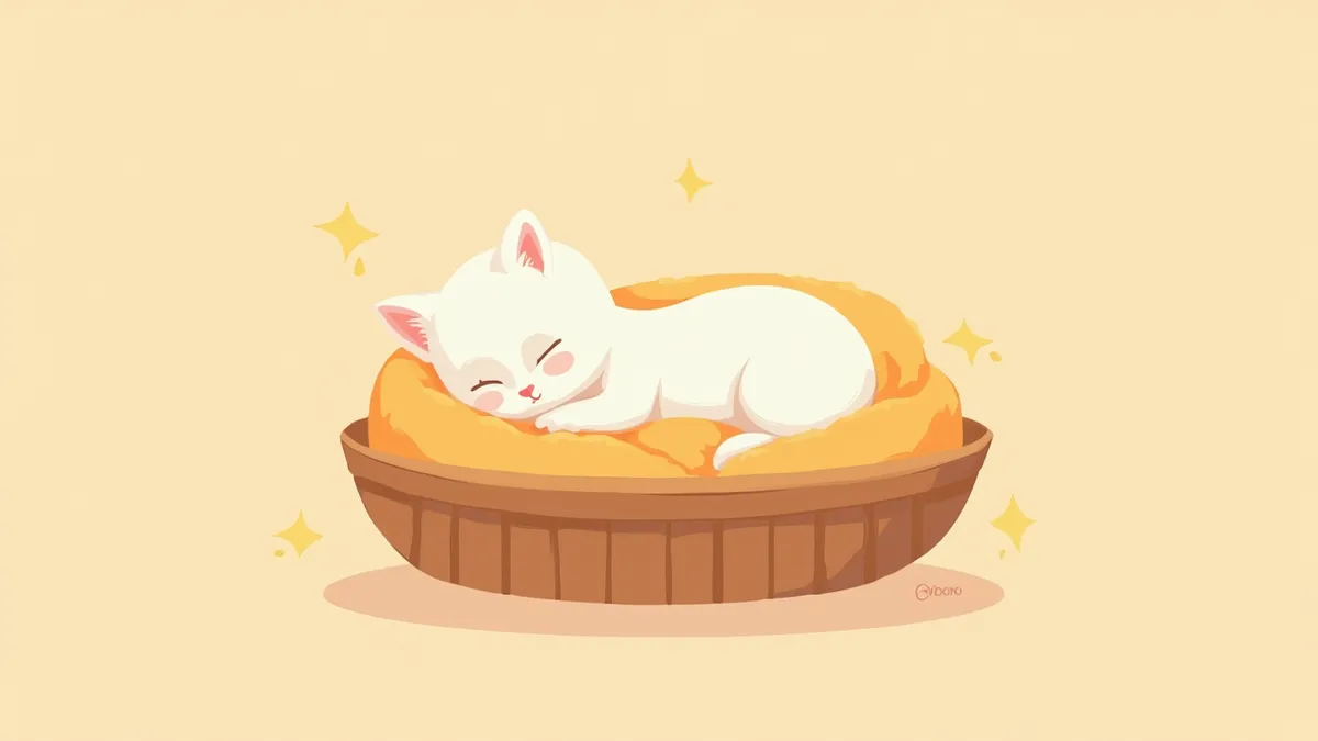 담요 둥지에서 잠든 신생 자묘