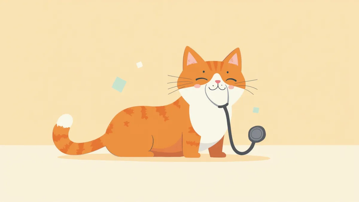 노르웨이숲 고양이가 수의사에게 청진 검사를 받는 모습