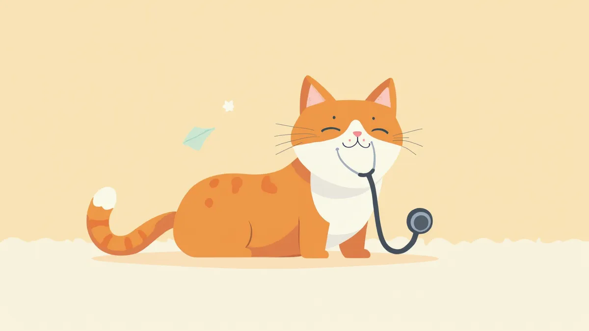 수의사가 노르웨이숲 고양이를 청진하며 진료하는 모습