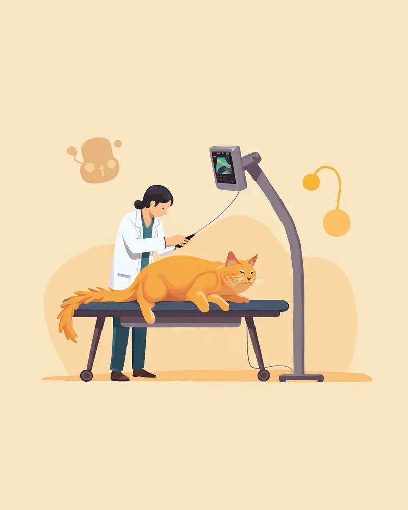 장모 고양이가 심장 초음파 검사를 받는 모습