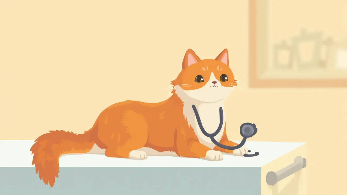 심장 청진을 받고 있는 노르웨이숲 고양이