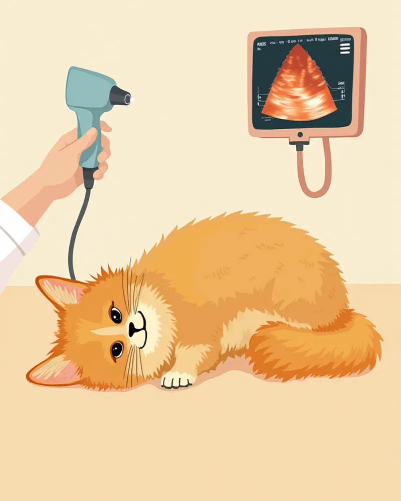 심장초음파 검사를 받는 노르웨이숲 고양이