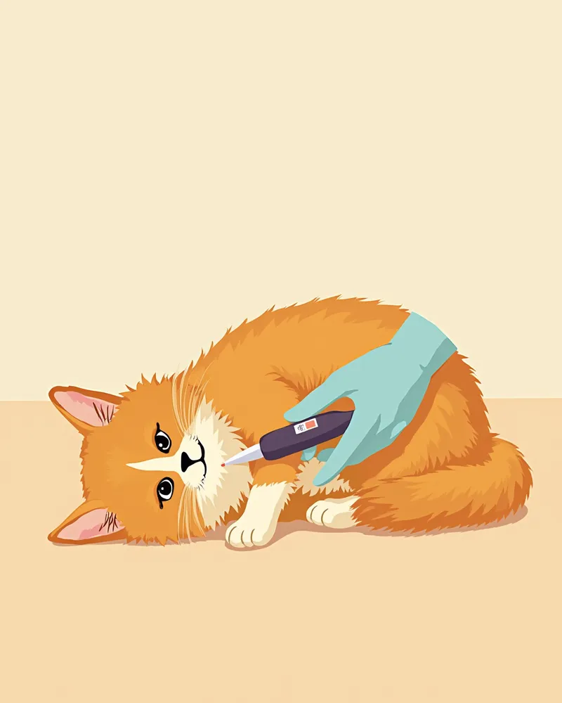 심장초음파 검사를 받고 있는 노르웨이숲 고양이