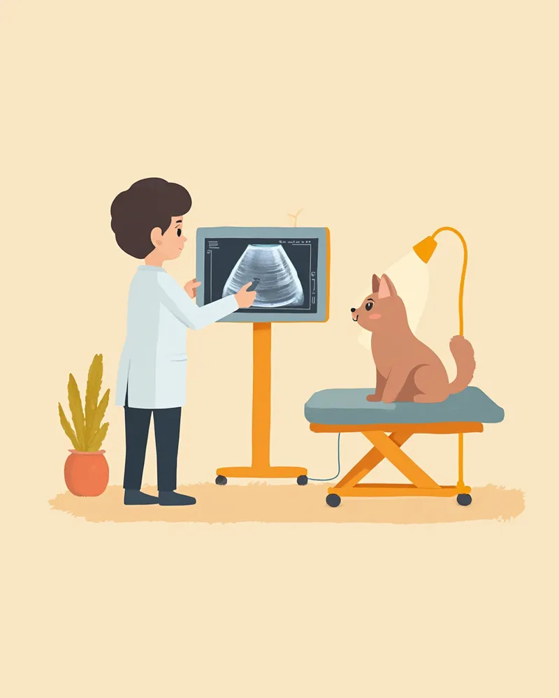 심장초음파 영상을 확인하는 수의사