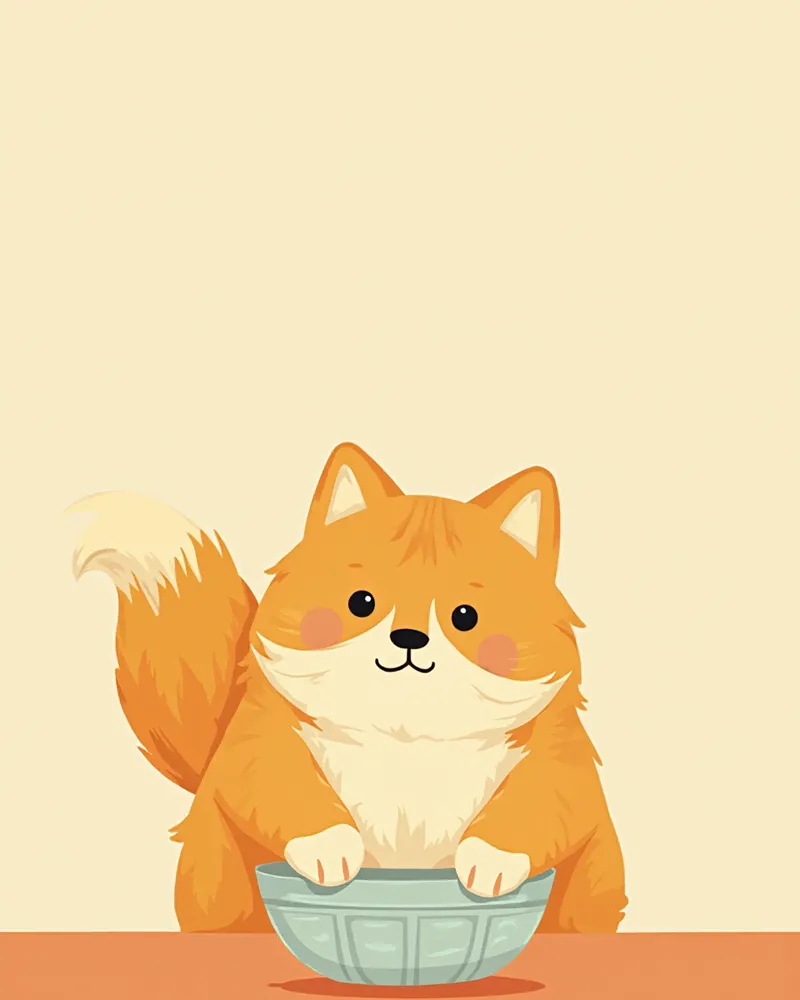 조용한 집에서 식사 중인 노르웨이숲 고양이