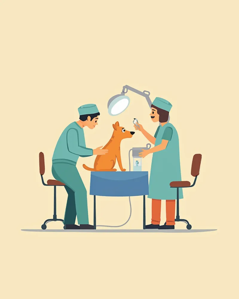 복강경 중성화 수술을 진행하는 수의사