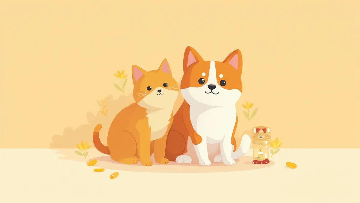 윤기 나는 피모를 가진 강아지와 고양이, 오메가3 캡슐 이미지