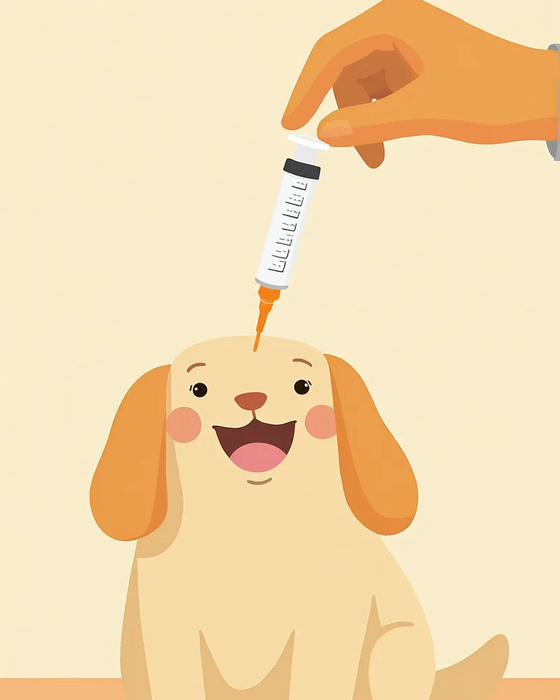 경구 투약용 시린지를 준비하는 수의사의 손