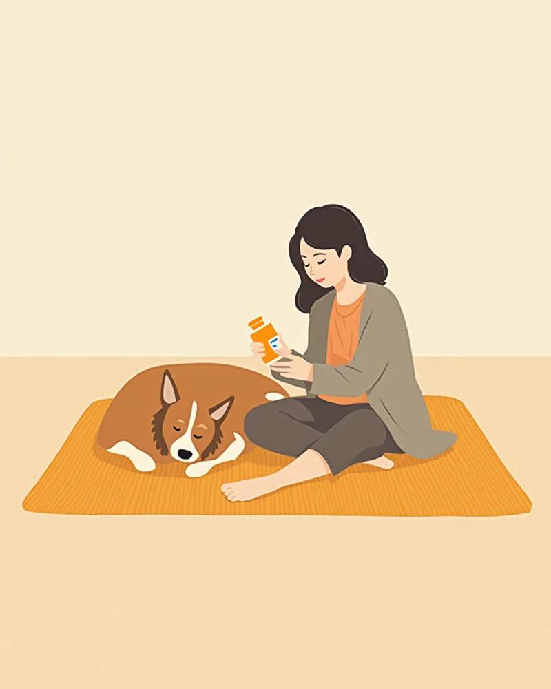 보호자가 약물 설명서를 확인하는 모습