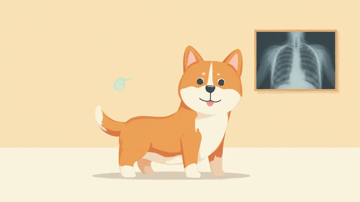 강아지 골절 부위를 확인하는 수의사와 엑스레이 이미지