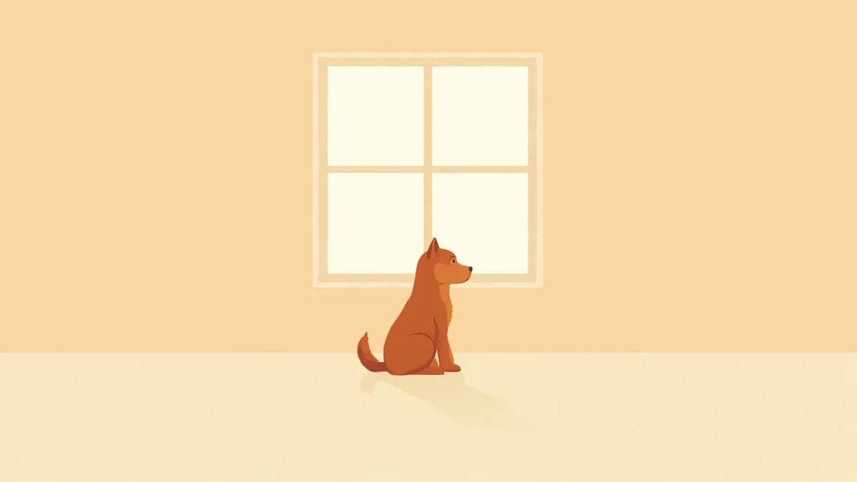 창가에 앉아 조용히 바깥을 바라보는 남은 강아지