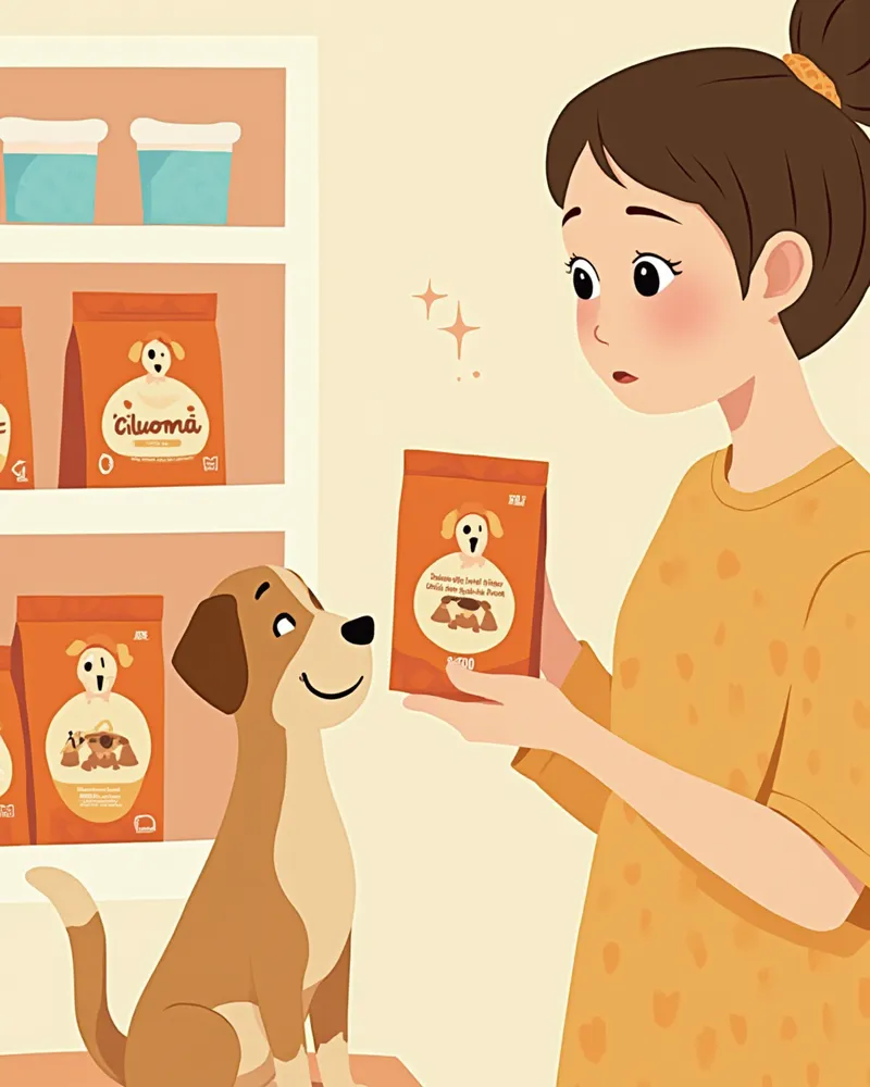 사료 성분표를 꼼꼼히 확인하는 보호자