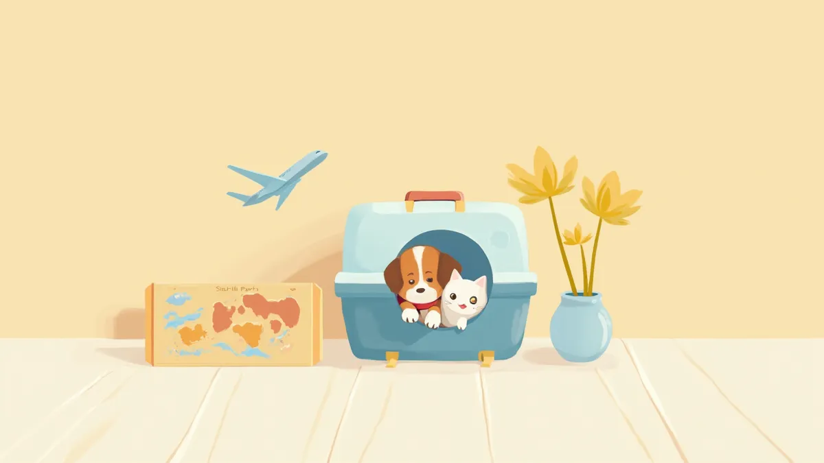 여행 캐리어 안에서 세상을 바라보는 강아지와 고양이