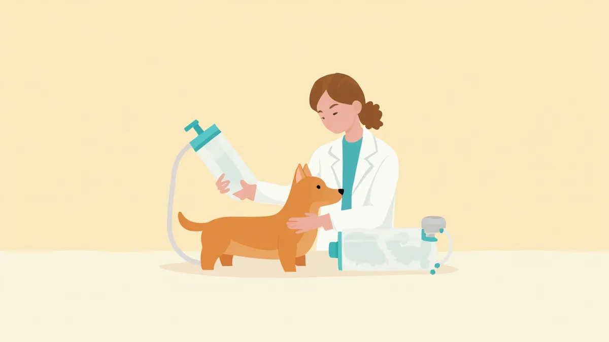 산소 케이지에 들어가는 강아지