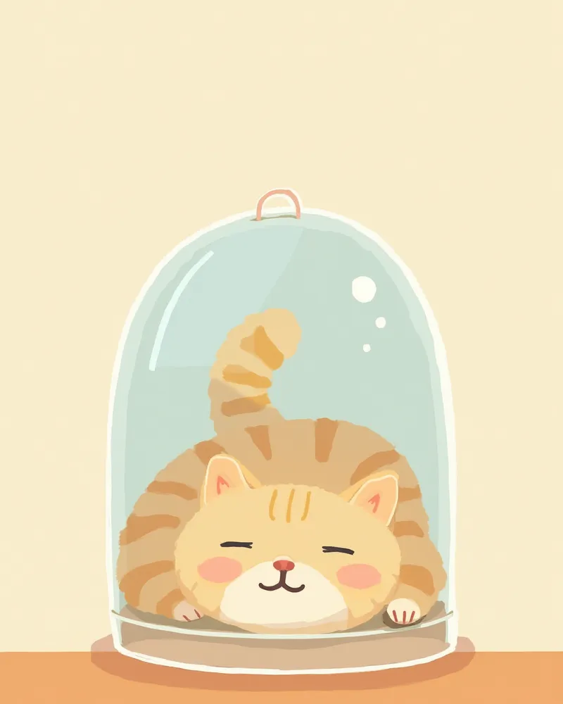 산소 케이지 안에서 쉬는 고양이