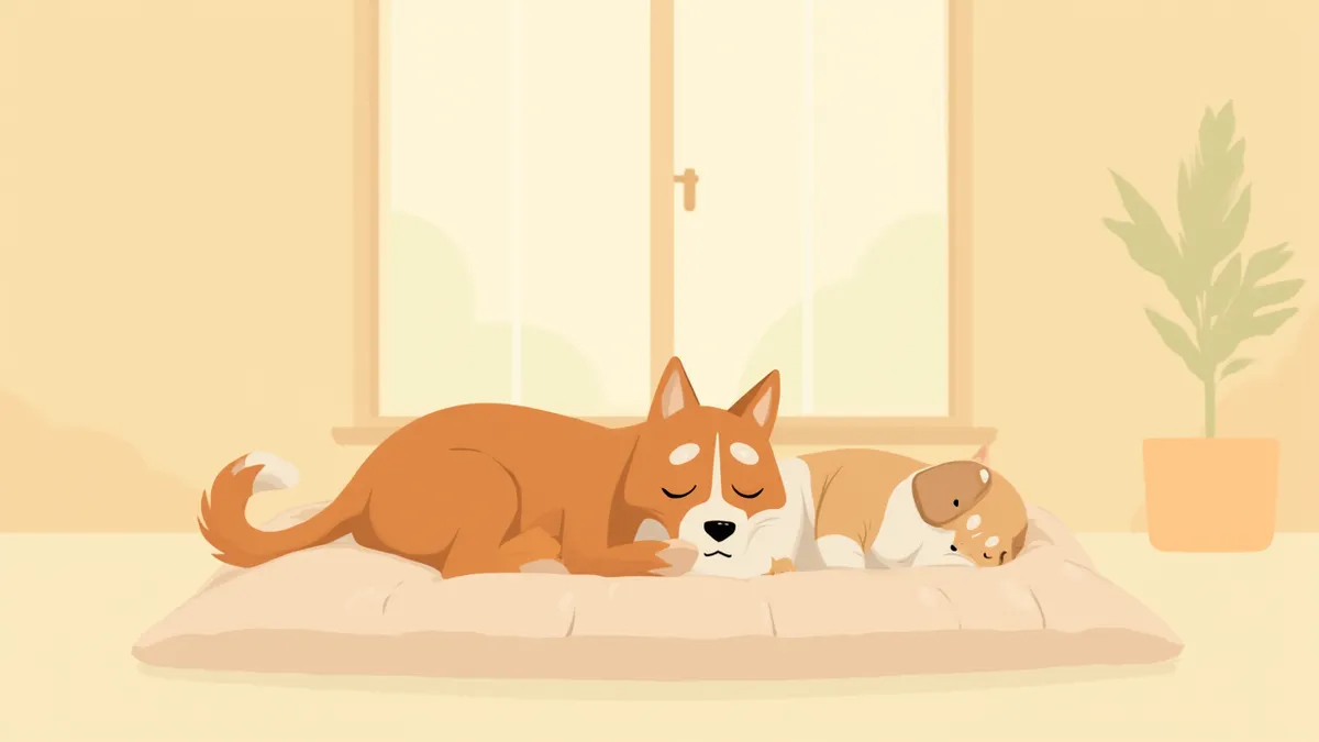 편히 쉬고 있는 강아지와 고양이