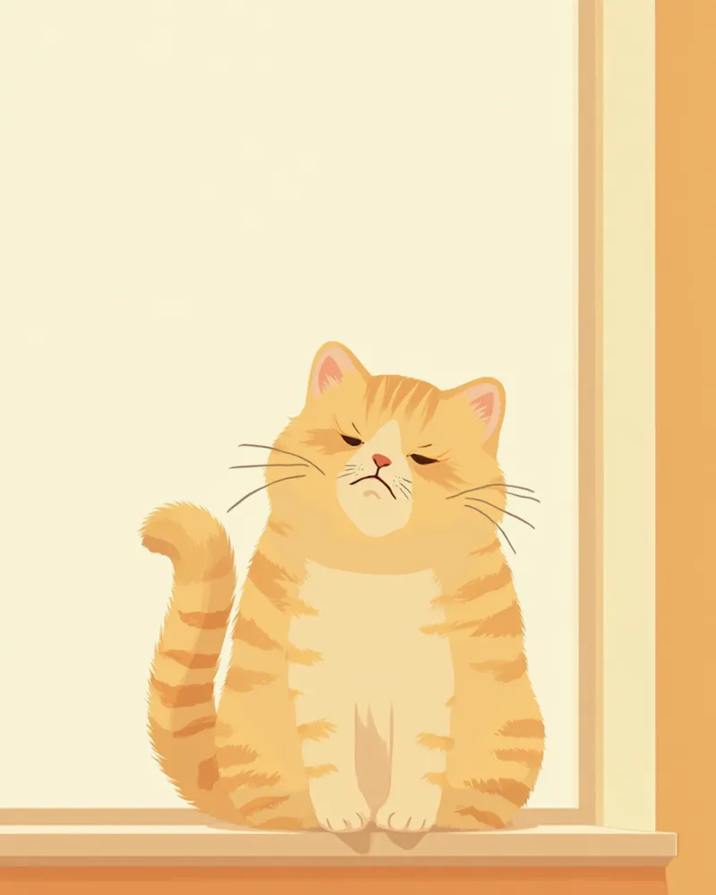 창가에서 식빵 자세로 앉아있는 고양이