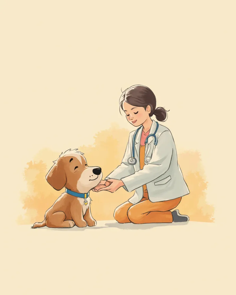 노령견을 진찰하는 수의사