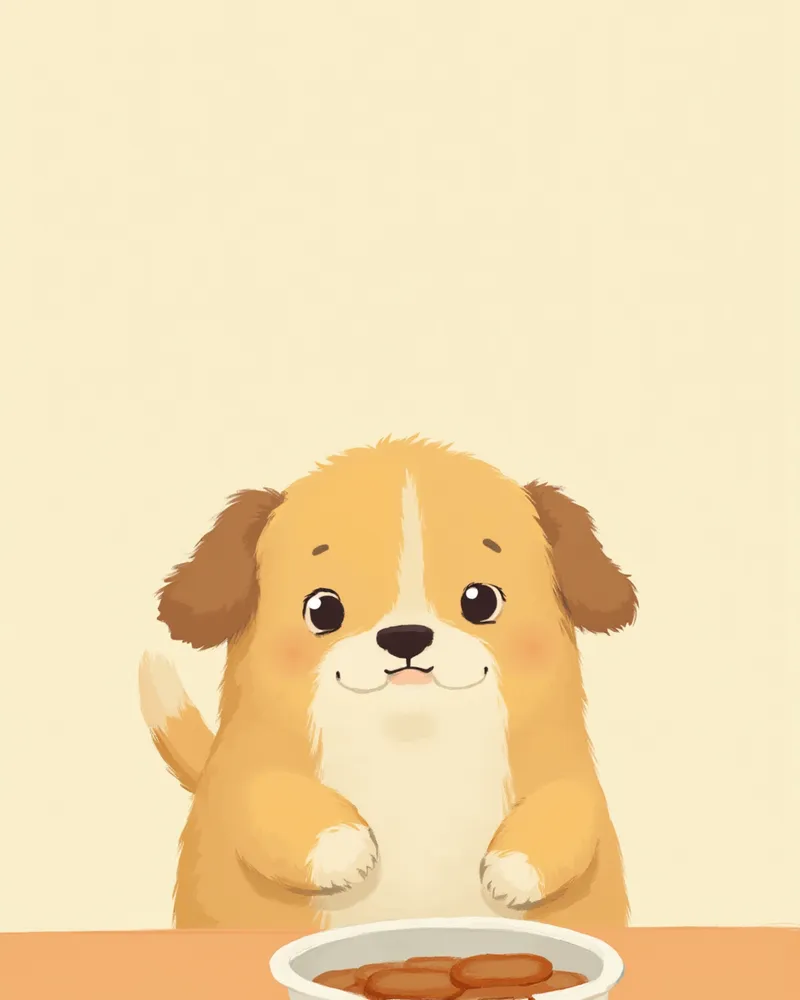저지방 처방식을 먹는 강아지 일러스트