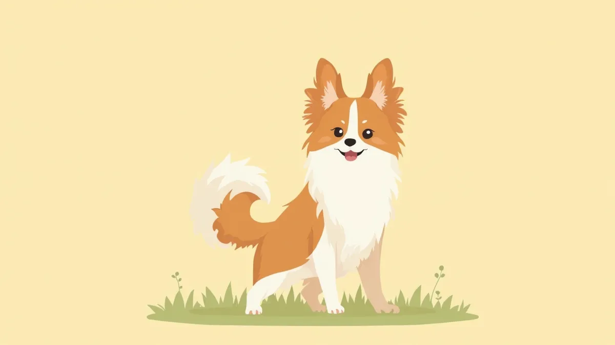 잔디 위에 서 있는 건강한 파피용