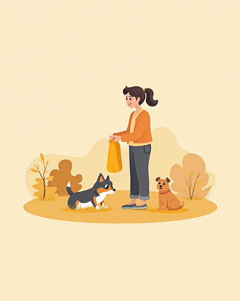 공원에서 배변을 즉시 처리하는 보호자