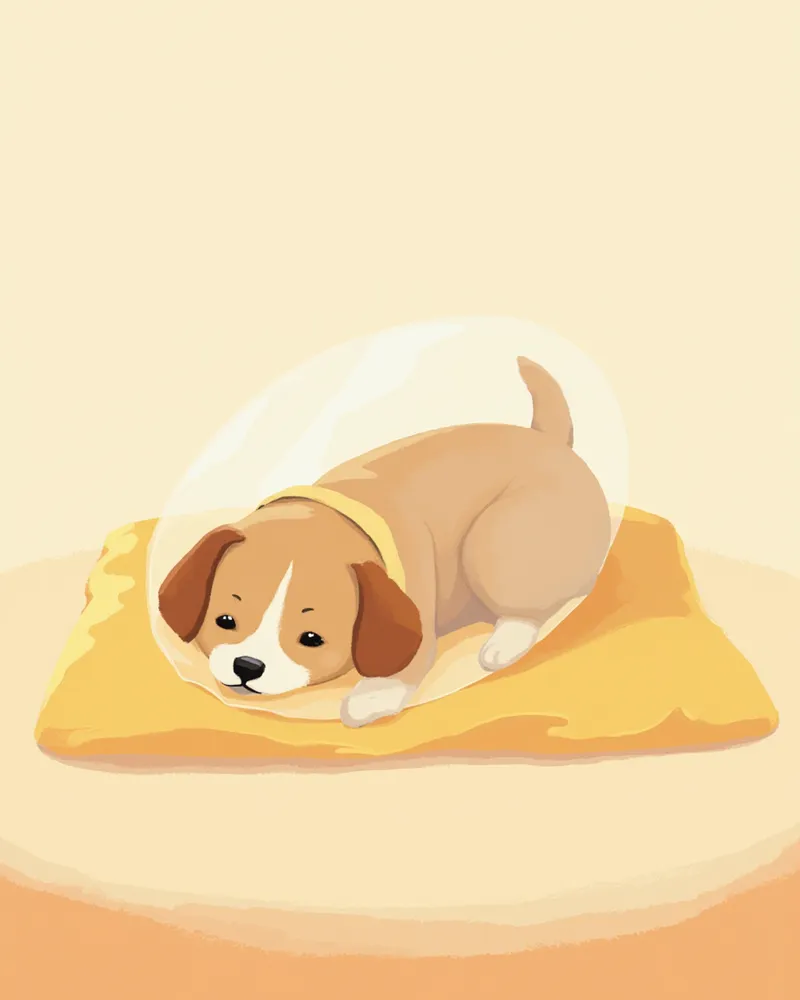 슬개골 수술 후 집에서 회복 중인 강아지