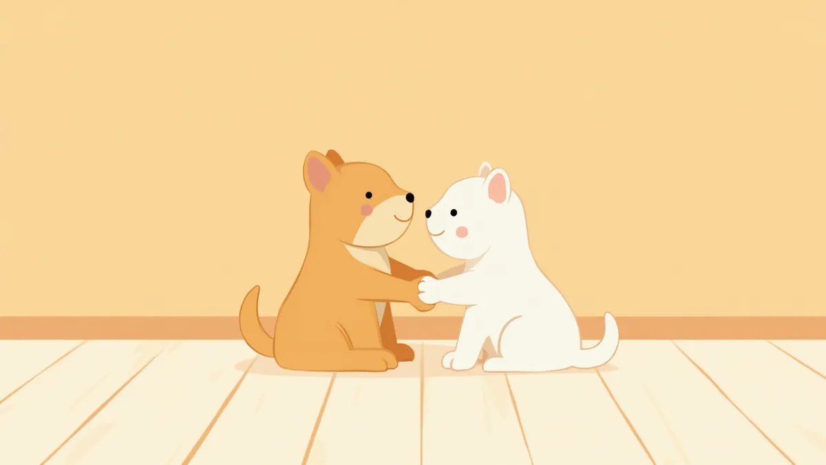 강아지와 고양이의 발을 부드럽게 잡고 있는 보호자의 손