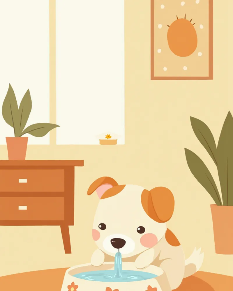 깨끗한 물을 마시고 있는 강아지