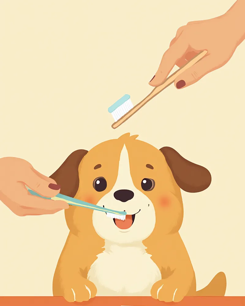 집에서 강아지 칫솔질하는 모습