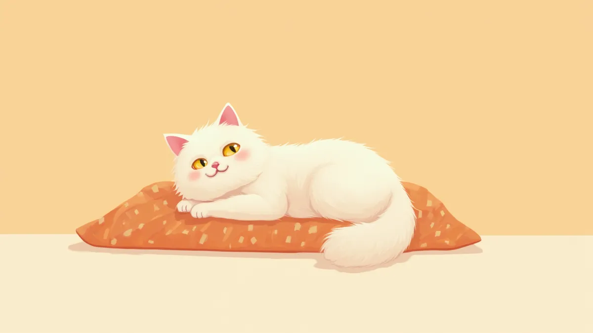 포근한 담요 위에 누워 있는 페르시안 고양이