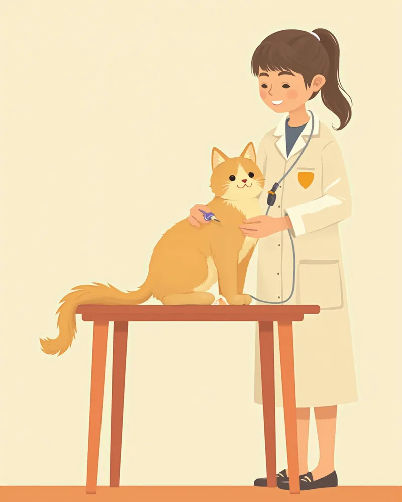 동물병원에서 초음파 검사를 받는 페르시안 고양이