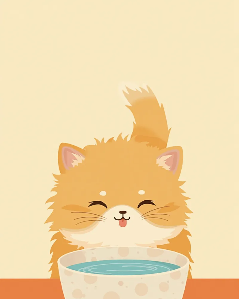 페르시안 고양이가 물을 마시는 모습