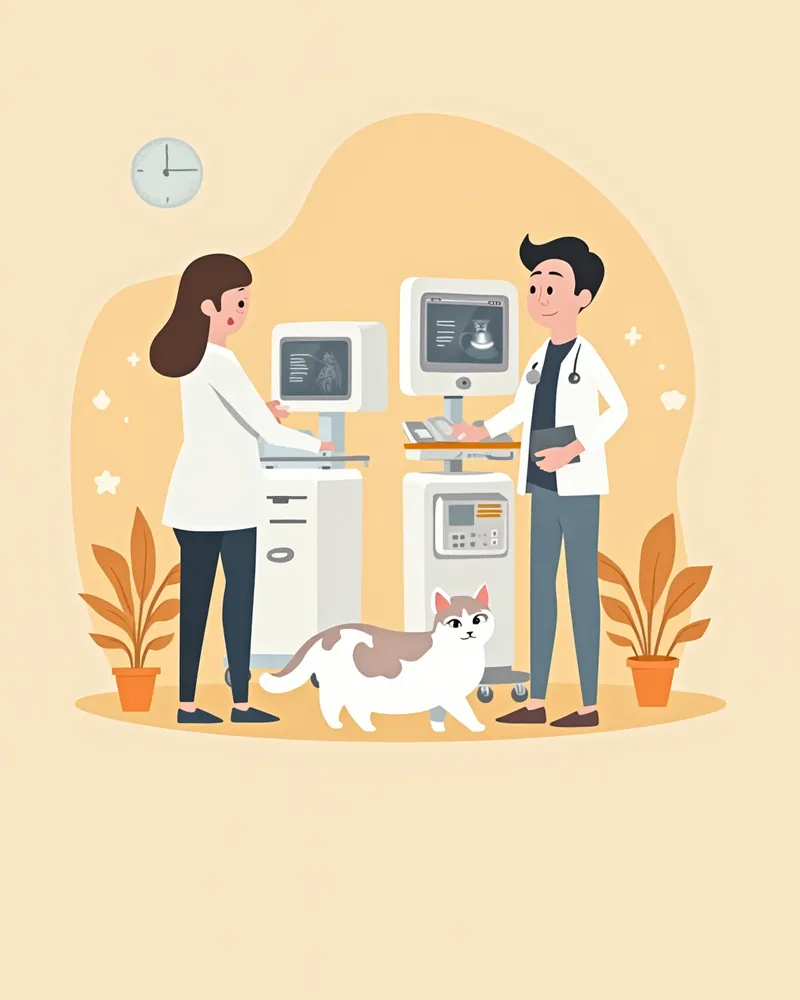 페르시안 고양이 신장 초음파 검사 장면