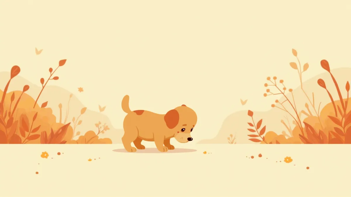 정원에서 살충제 용기 근처를 탐색하는 강아지