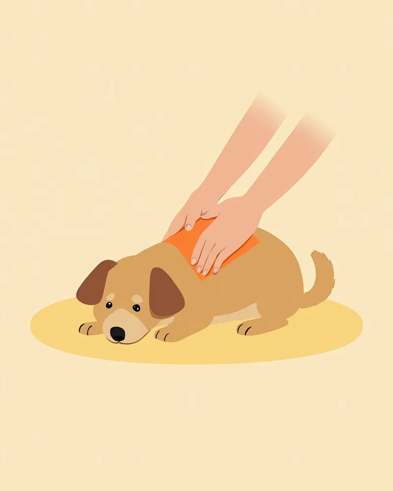 강아지 흉부 압박 시 올바른 손 위치 예시