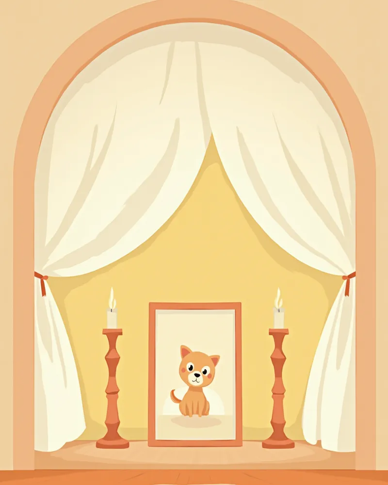 조용한 추모실에서 반려동물을 떠나보내는 장면