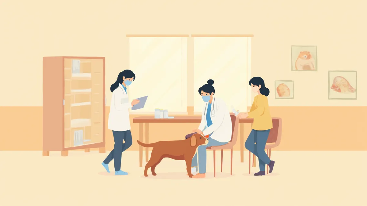 보호자가 강아지 모형으로 심폐소생술을 연습하는 교육 현장