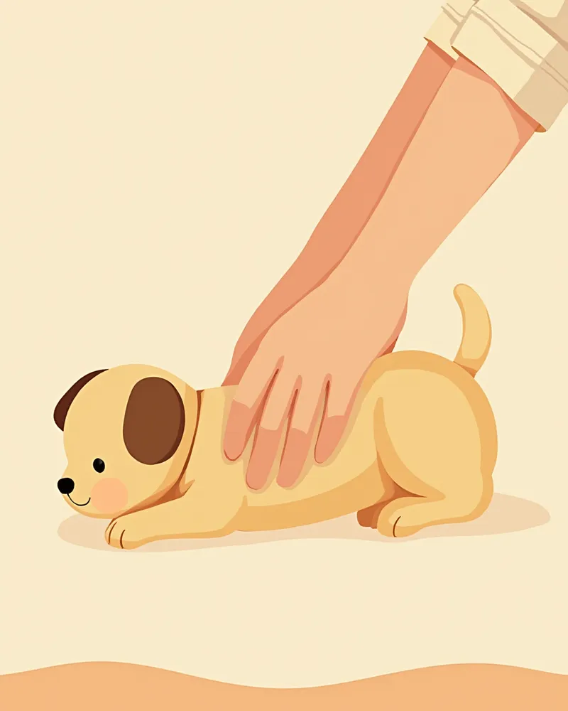 강아지 CPR 모형으로 흉부 압박을 실습하는 모습