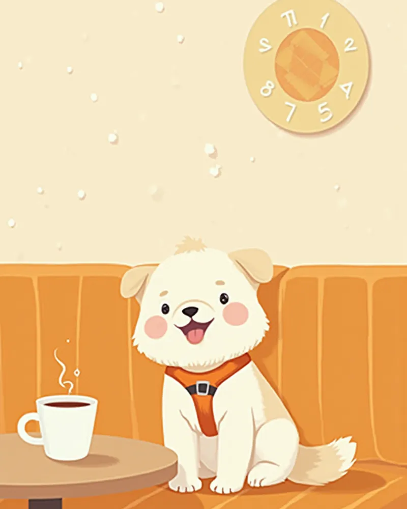 카페 좌석에 앉아있는 소형견