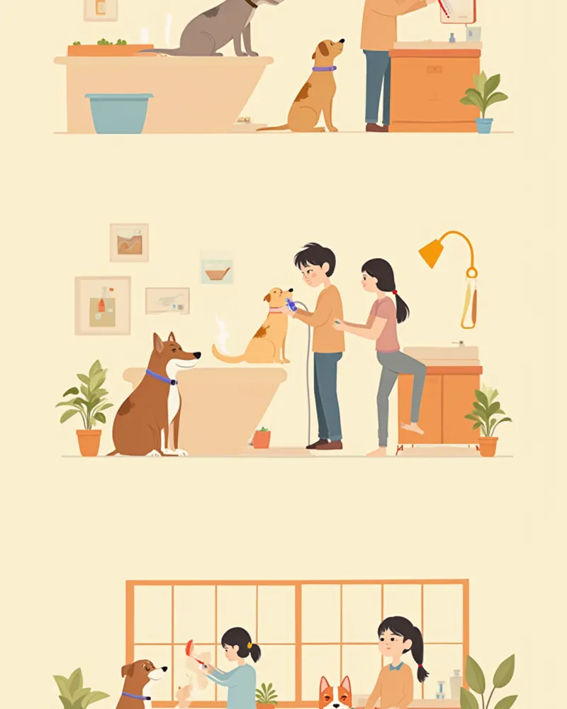 목욕부터 컷까지 이어지는 펫 미용 작업 흐름