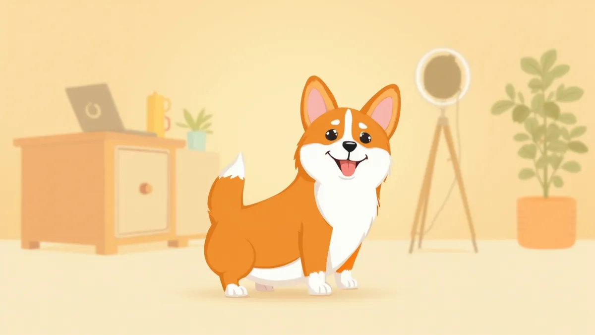 촬영 중인 코기와 링 라이트