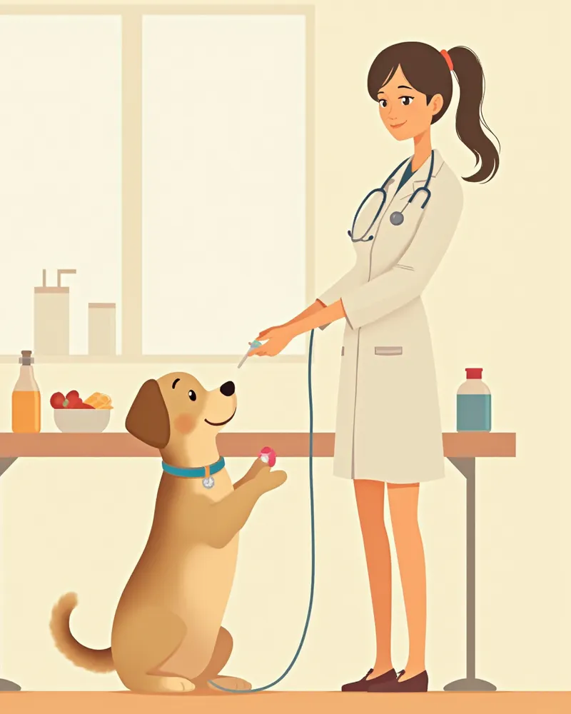 수의사에게 채혈받는 반려견