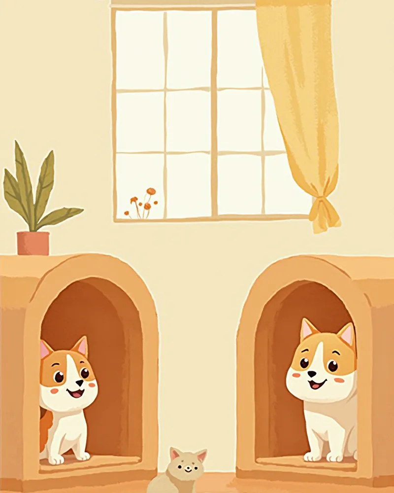 보호소에서 새 가족을 기다리는 강아지와 고양이