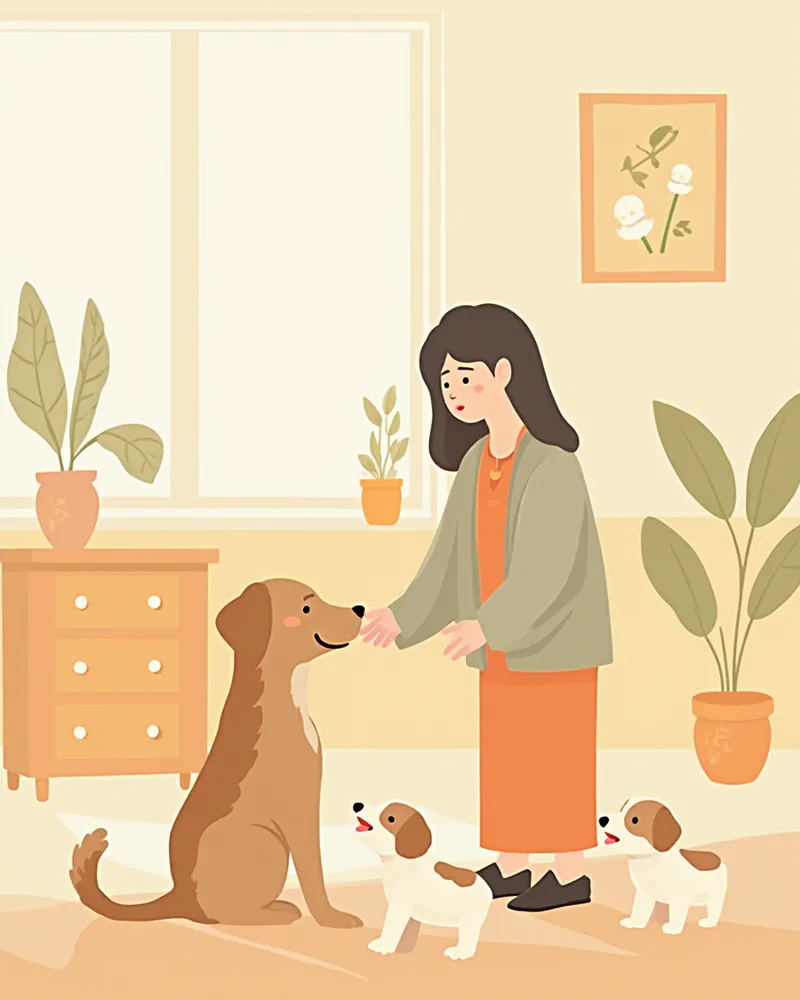 어미견과 새끼를 함께 보여주는 윤리적 브리더의 공간