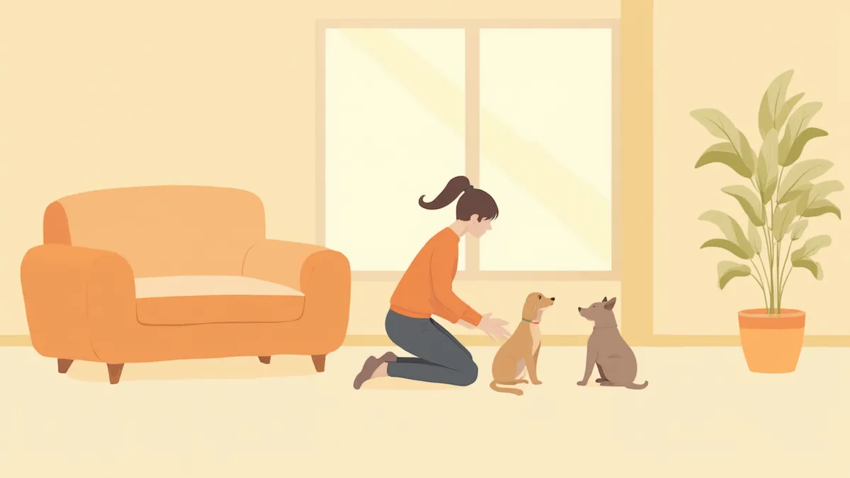 펫시터가 반려동물을 돌보는 장면