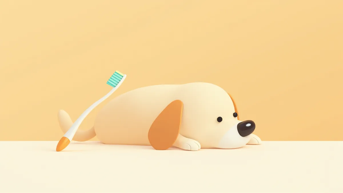 반려동물 전용 치약과 손가락 칫솔이 놓인 테이블